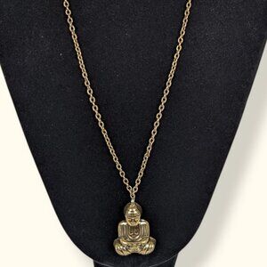 V. Stamped Metal Buddha Pendant Necklace